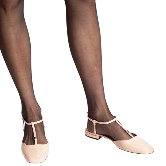 Gucci Double GG T Strap Patent Leather Ballet Flat Skin Rose Size 39.5 - Picture 14 of 15